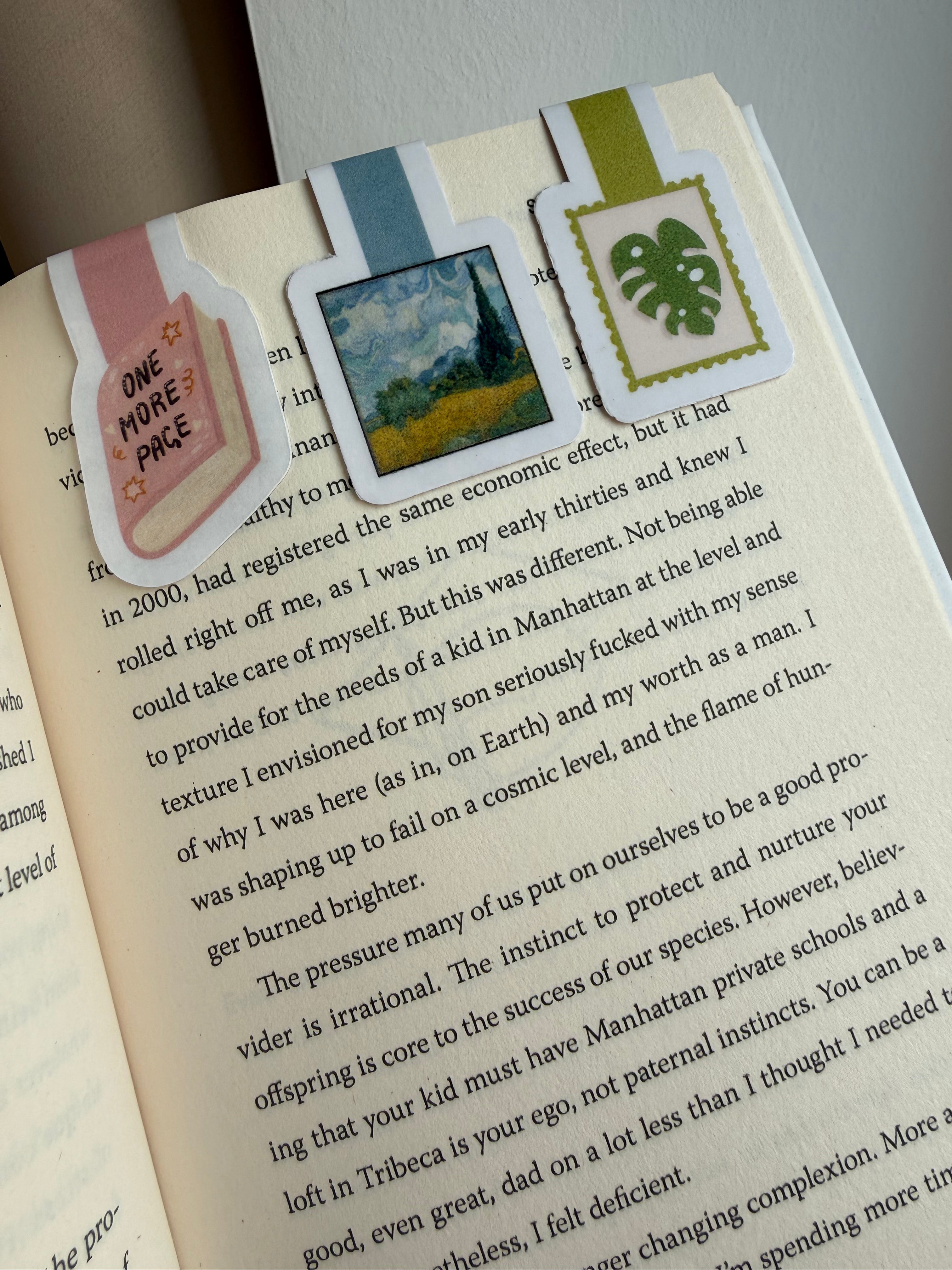 Cute Magnetic Bookmark Set of 3, Fine Art Cottagecore Page Clip, Starry Night Van Gogh Bookish Gifts, Floral Stamp