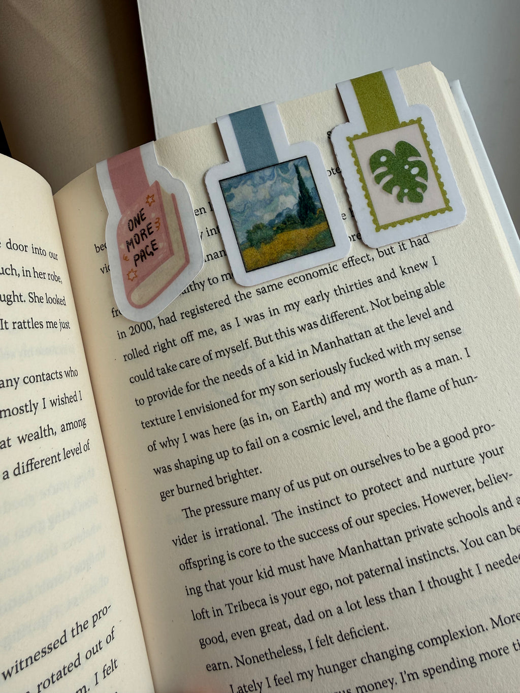 Niedliches magnetisches Lesezeichen-Set mit 3 Stück, Cottagecore-Kunst-Seitenclip, Sternennacht Van Gogh, Buchliebhaber-Geschenk, florale Stempel