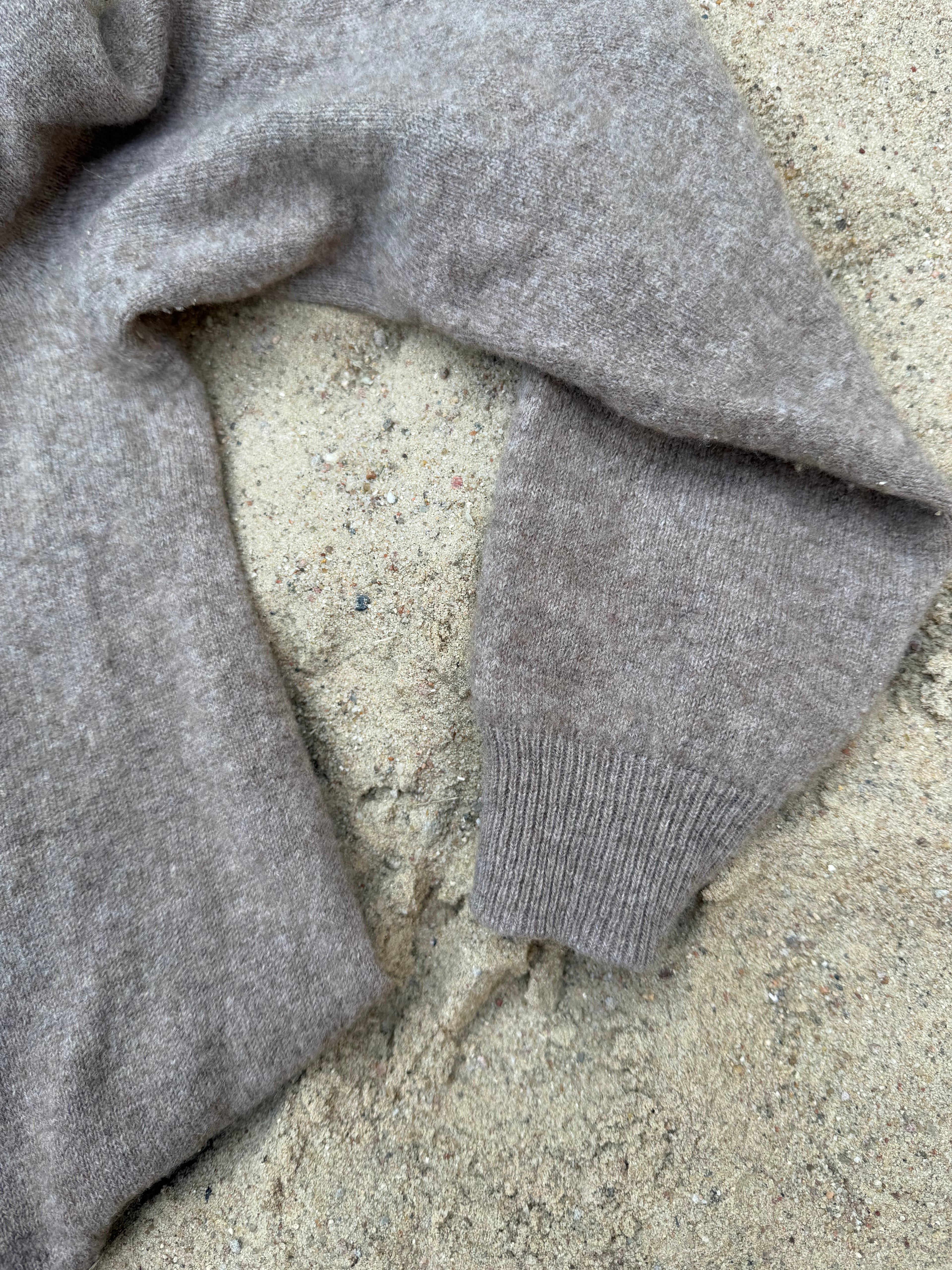 100% Wool Knit Sweater | Taupe Brown Crewneck, Minimalist Cozy Pullover