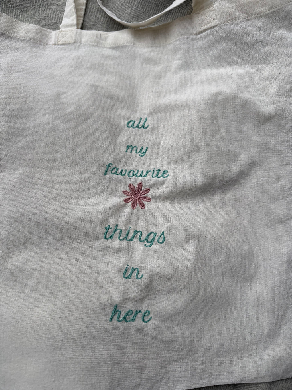 Embroidered "All My Favourite Things" Cotton Tote Bag
