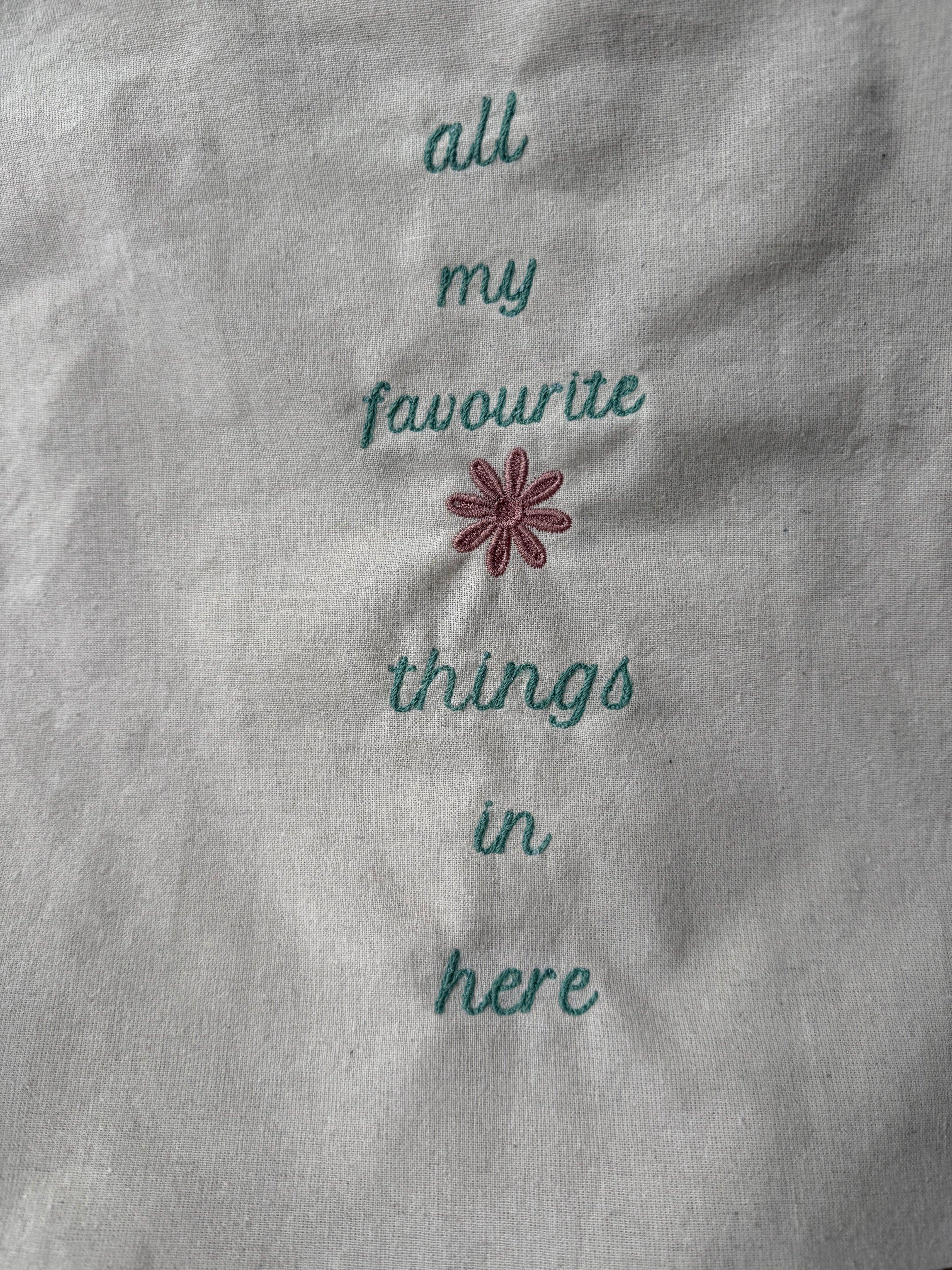 Embroidered "All My Favourite Things" Cotton Tote Bag