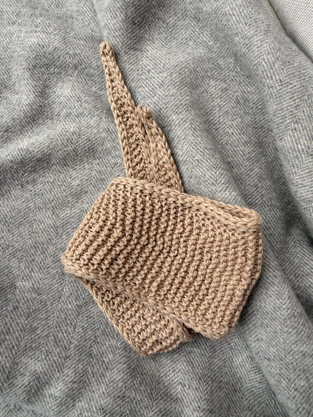 Handmade Knitted Beige Mini Scarf Neckwarmer Sophie Scarf Merino Yarn