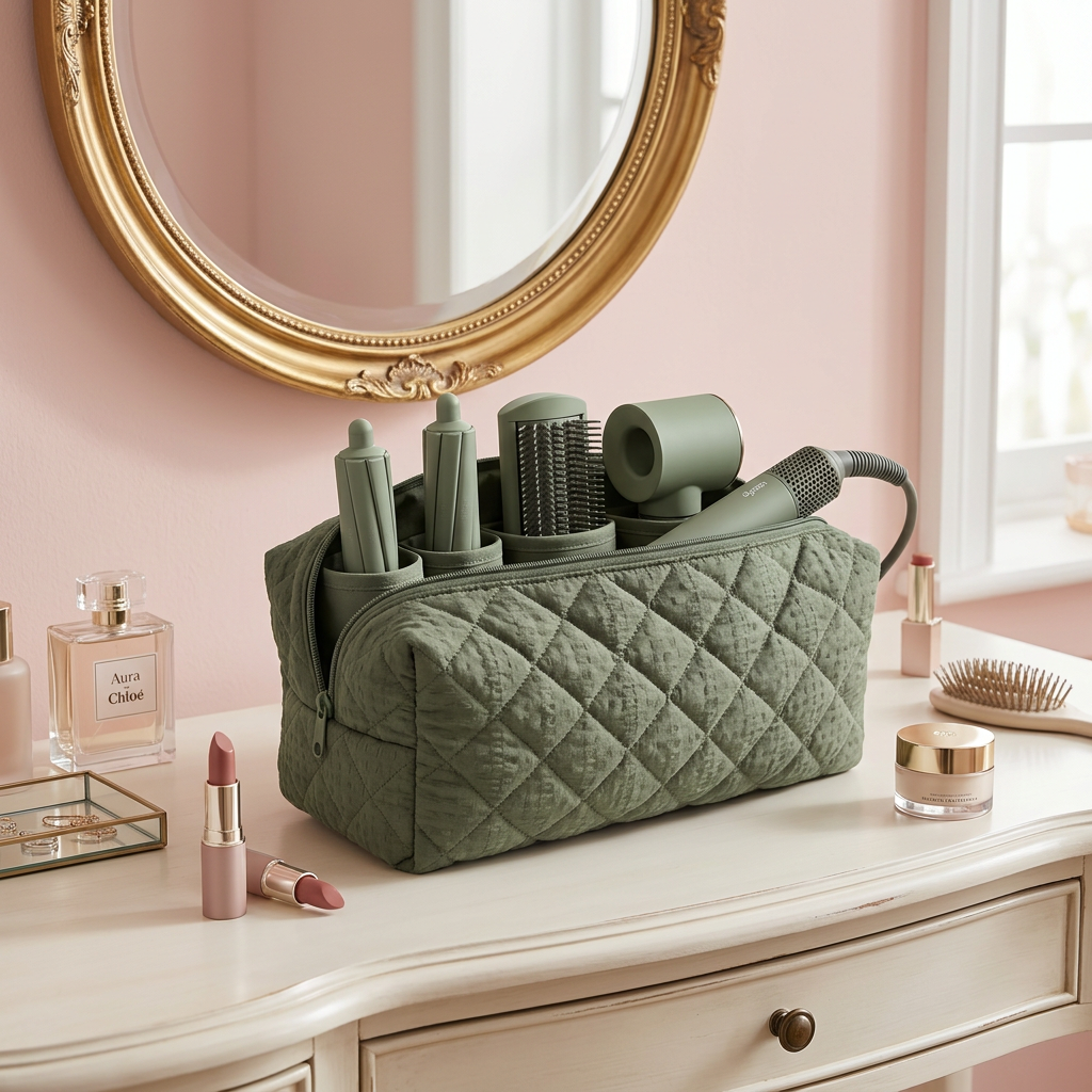 Personalised Hair Tool Storage Bag – Handmade Dyson Bag – Travel Organizer for Hair Styler & Attachments -Embroidered Bridesmaid Gift