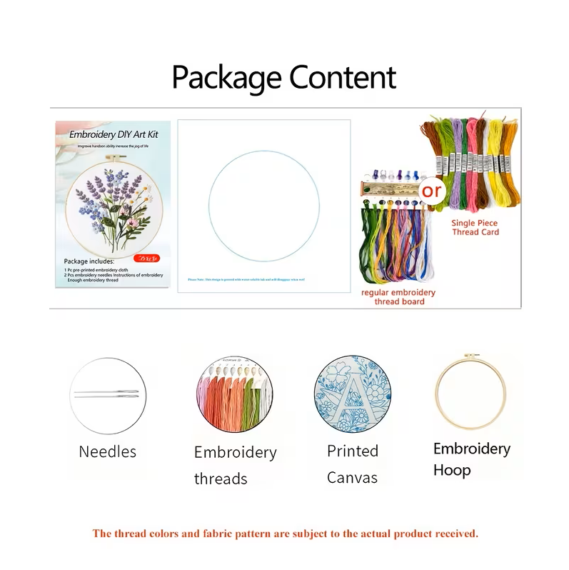 Autumn Wildflower Embroidery Kit, Beginner Hand Stitching Set, Earth-Toned Floral Craft (All-in-One)