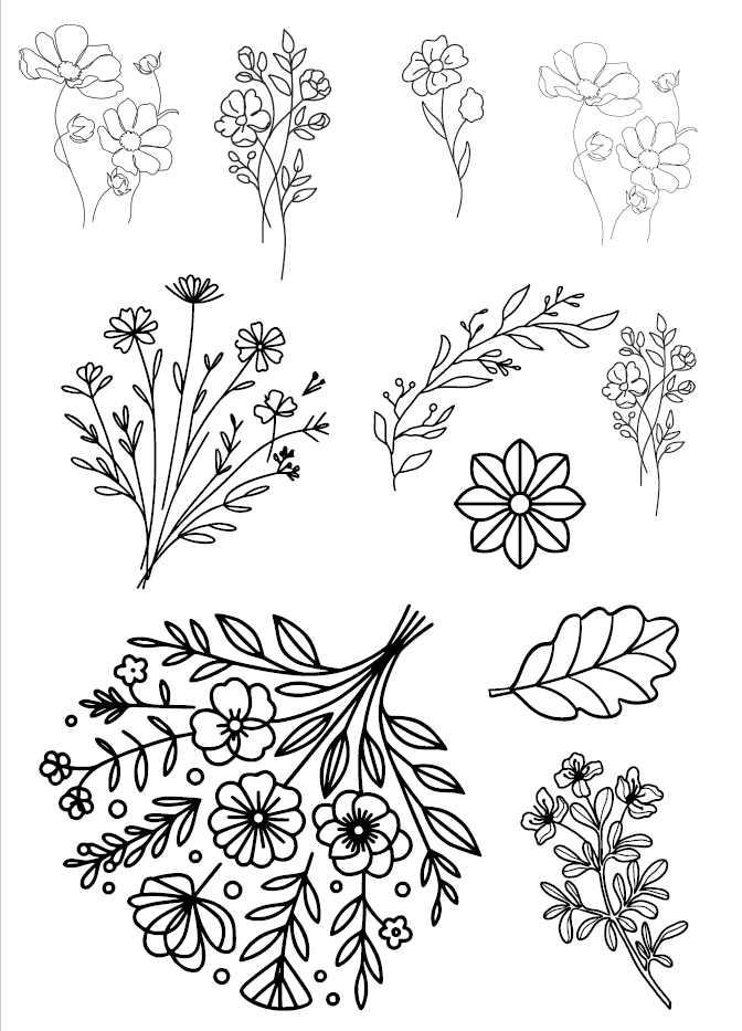 Floral Stick and Stitch Embroidery Patterns | Water Soluble Transfer Designs