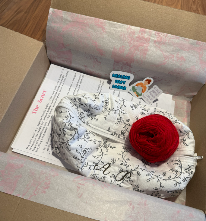 Beginner Knitting Kit – Yarn, Circular Needles, Pattern, Stickers (DIY Craft Box)