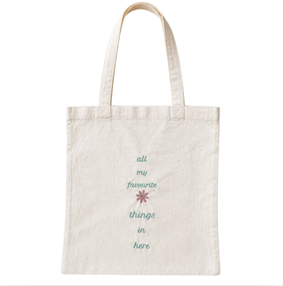 Embroidered "All My Favourite Things" Cotton Tote Bag