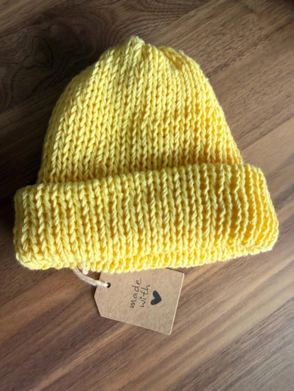 Personalized Yellow Knit Baby Beanie | Custom Embroidered Name Hat