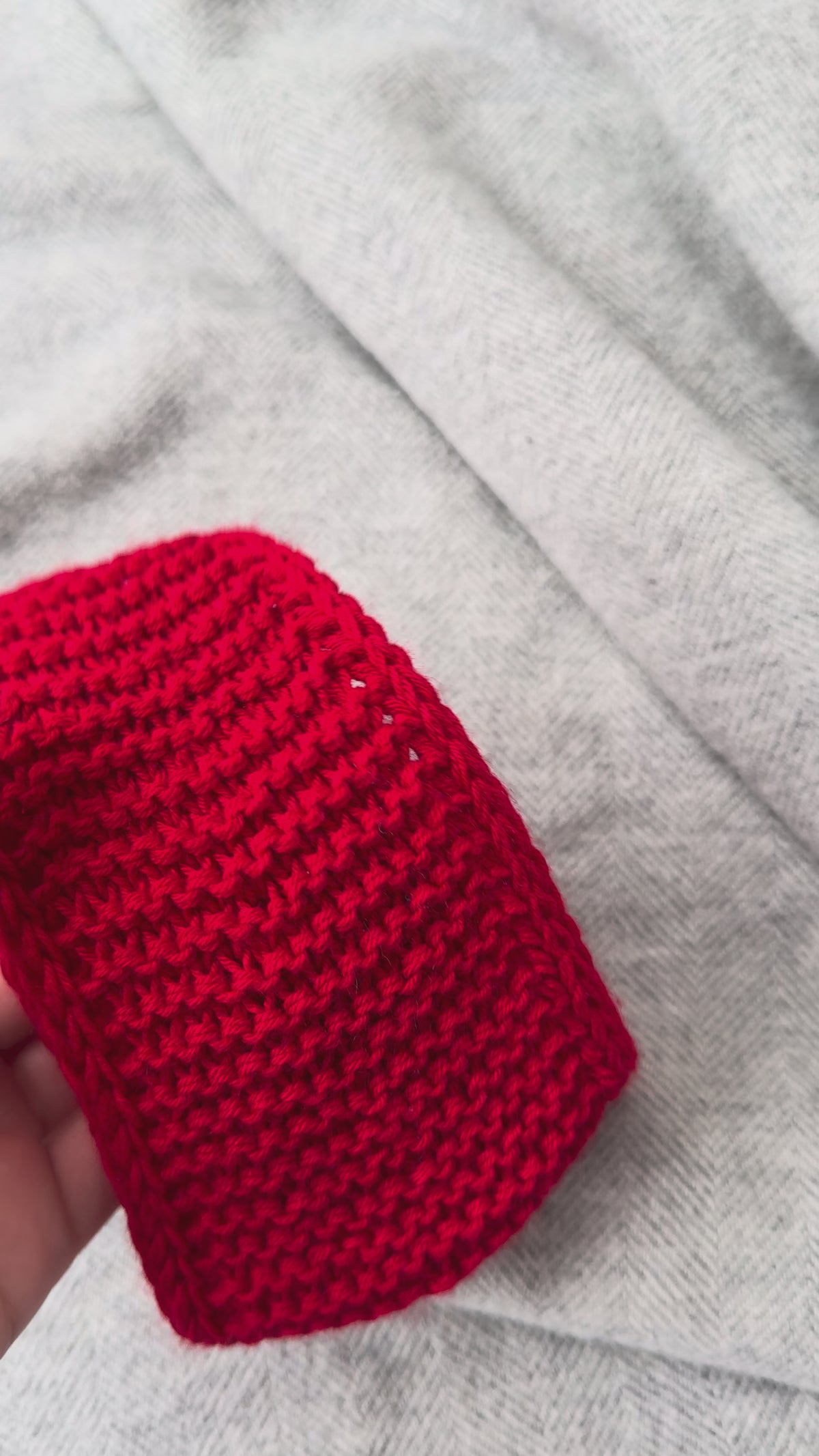 Handmade Knitted Bright Red Mini Scarf Neckwarmer Sophie Scarf Merino Yarn