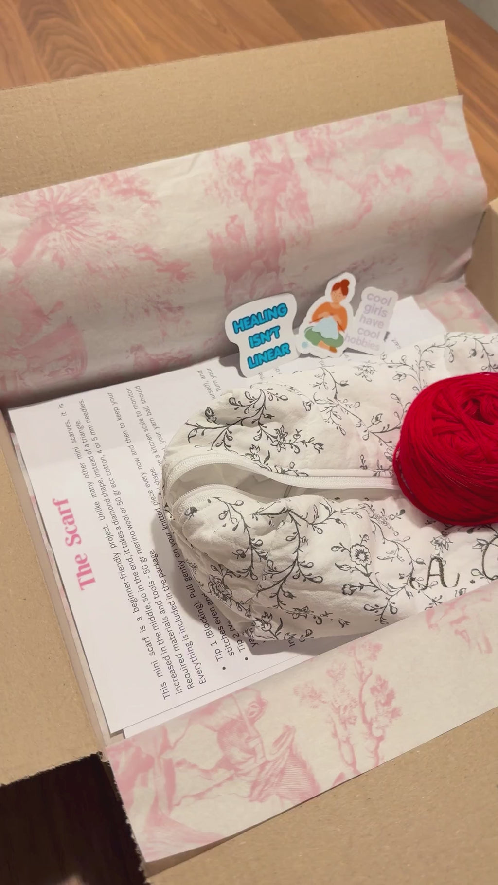 Beginner Knitting Kit – Yarn, Circular Needles, Pattern, Stickers (DIY Craft Box)